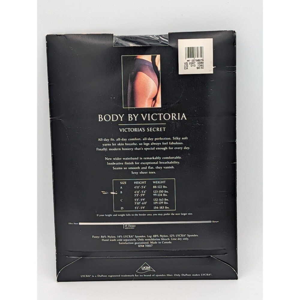 Victoria's Secret Body by Victoria Pantyhose Lot of 3 Sealed Size C/D Black - Picture 4 of 12